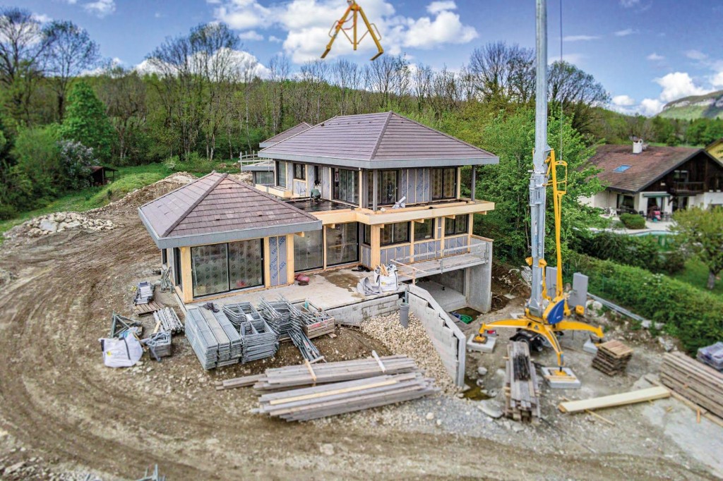 Ossature bois en cours, Villas Neveu, Poisy