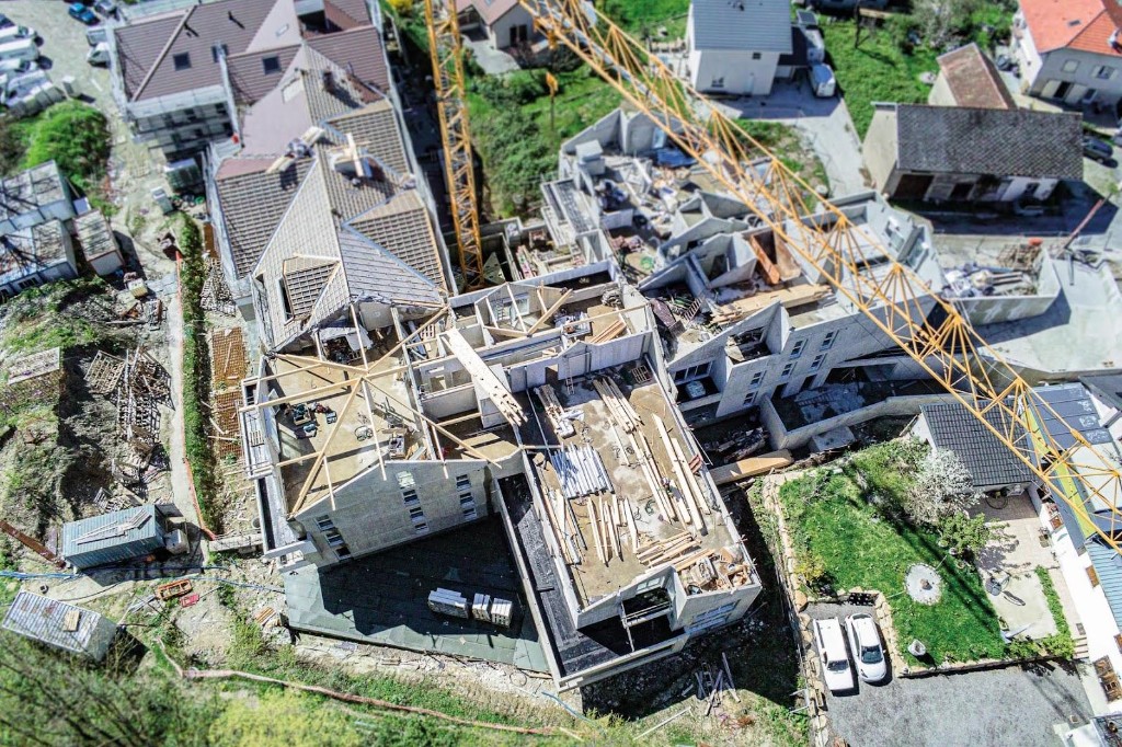 Vue aérienne du chantier, Jardin de Sierre, Grésy-sur-Aix