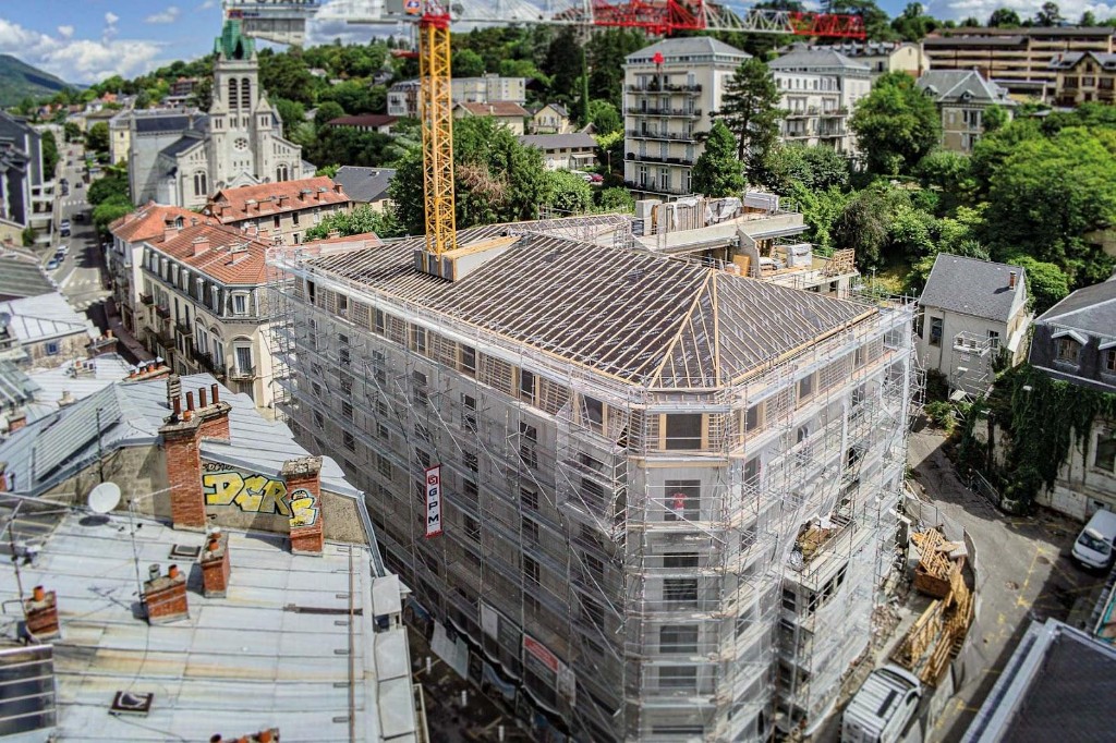 Vue aérienne du chantier, Villa Thermale, Aix-les-Bains